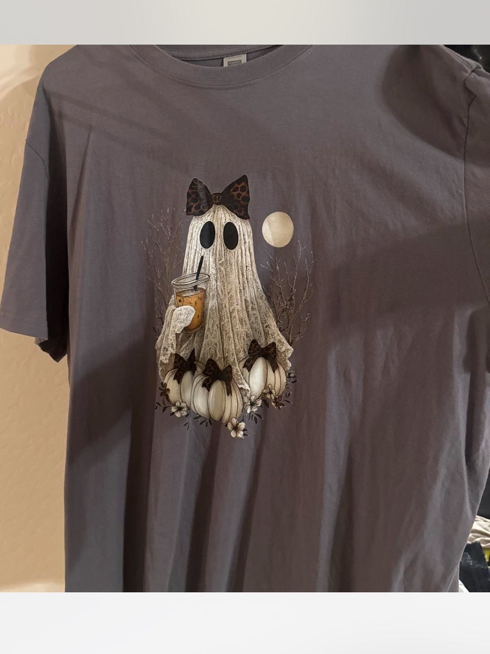 Ghost Pumpkin Cat Tee in Charcoal - Unbranded